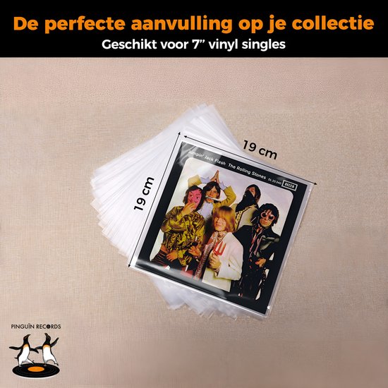 Pinguïn Records Singles Buitenhoezen voor 7 inch Vinyl - 100 stuks - VinylCare Essential ShieldSleeve - Hoes geschikt voor 7" Vinyl en 45 Toeren Singletjes - Beschermhoezen voor Singletjes - Buitenhoezen - Transparant - Polyethyleen - 100 Micron — afbeelding 5