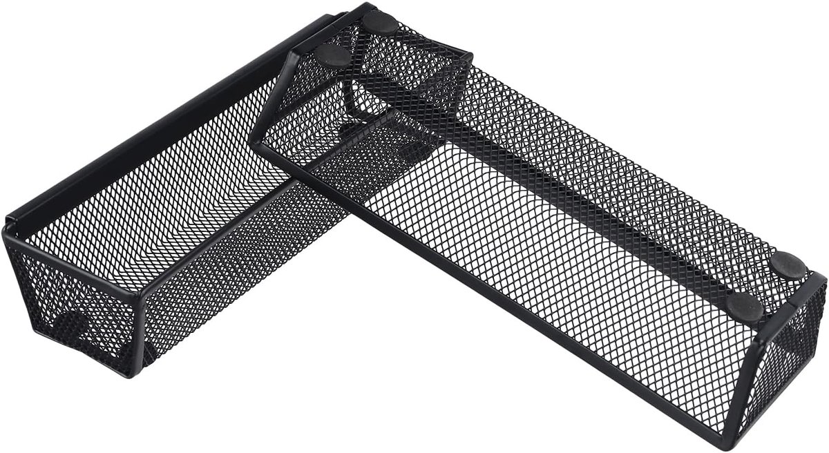 Bestekorganizer 6 Pack 22.3 x 8 x 5 cm - Zwart Metalen Rooster - Met Antislipmatten - Perfect voor Keuken en Kantoor - ShopVlot