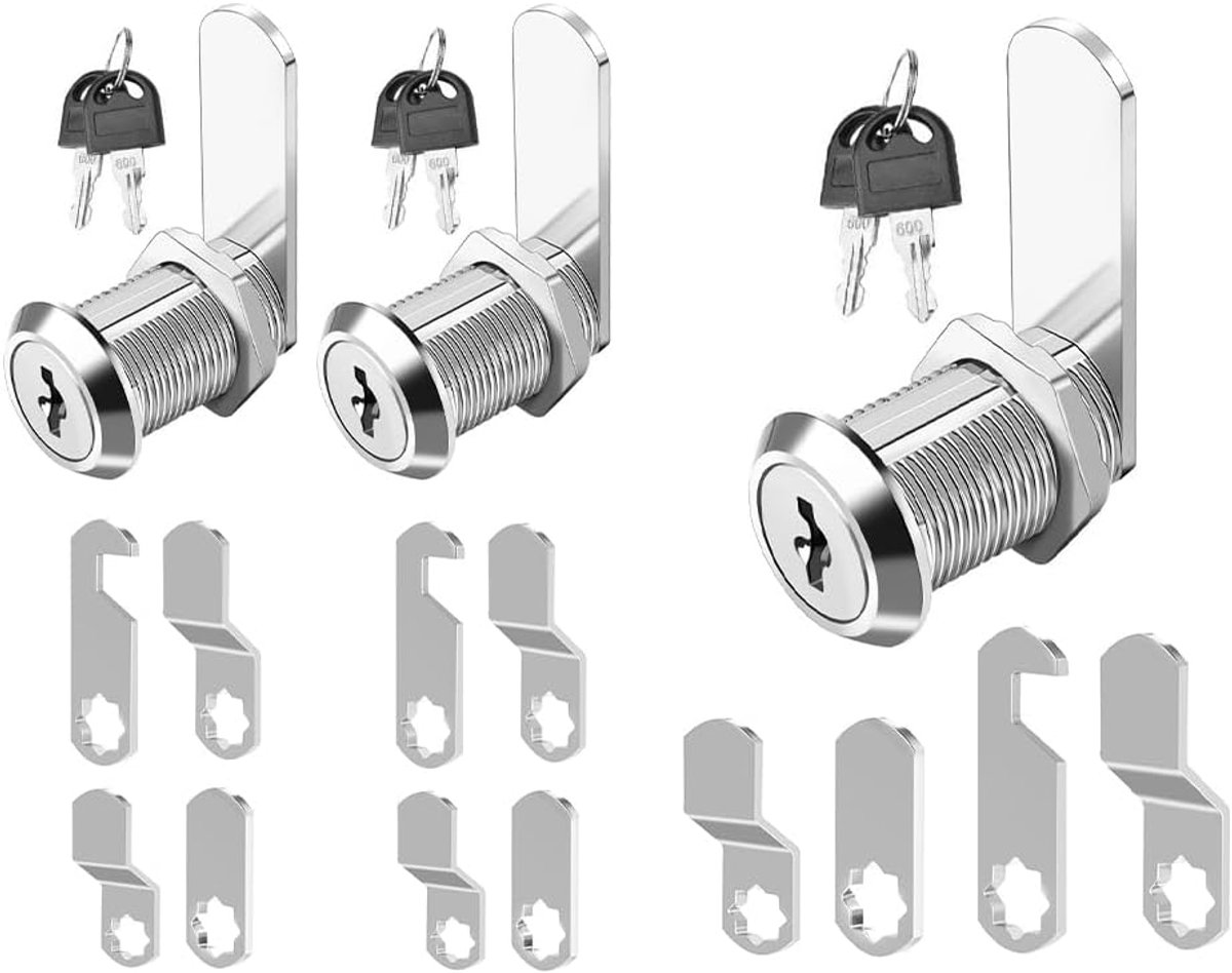 Brievenbus sloten set - 16 mm met 5 verschillende sluitplaten - 3 sloten en 6 sleutels - veilig je post beschermen - ShopVlot