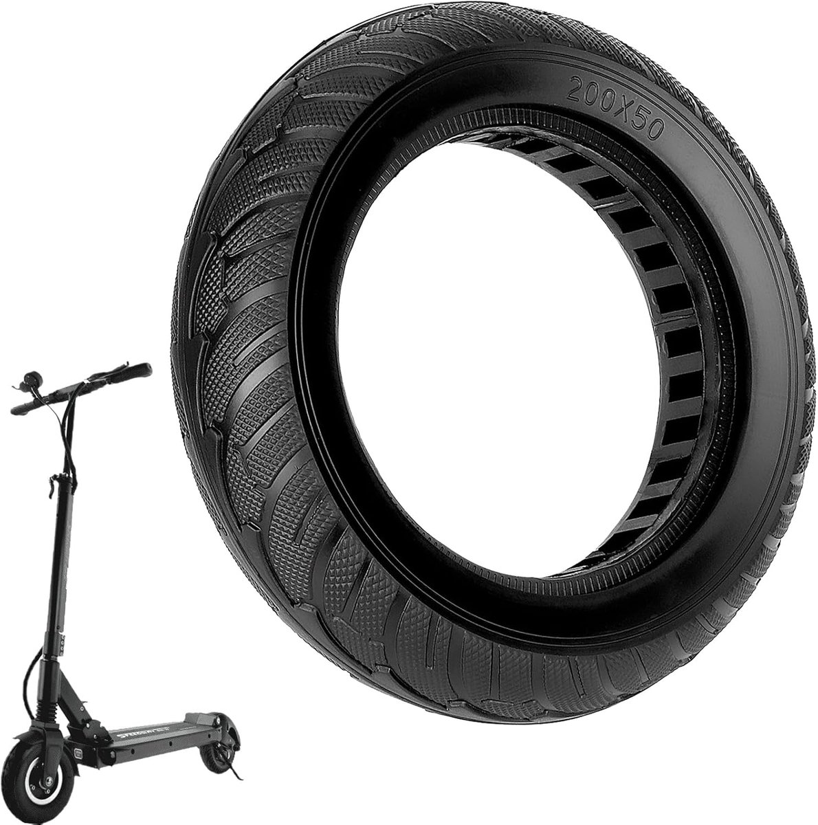 Solid rubber banden 200 x 50 - 8 inch - explosiebestendig - vervangwiel voor elektrische scooter - ShopVlot