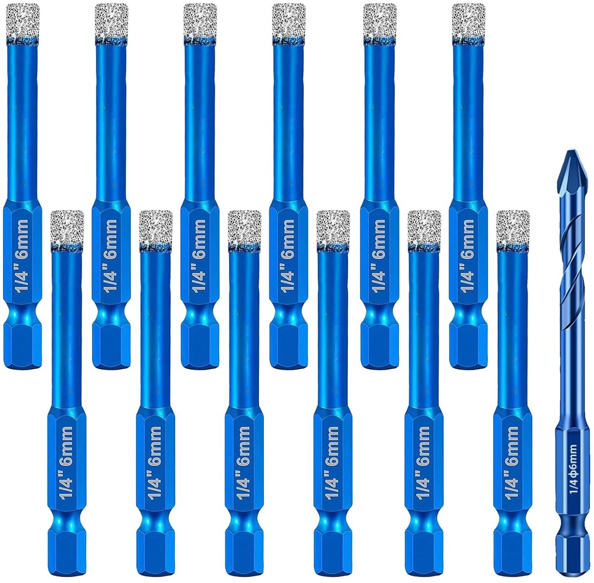 Tegelboor set 12 stuks 6cm - diamantboor voor keramiek, glas, porselein - uitstekende snijkracht - ShopVlot