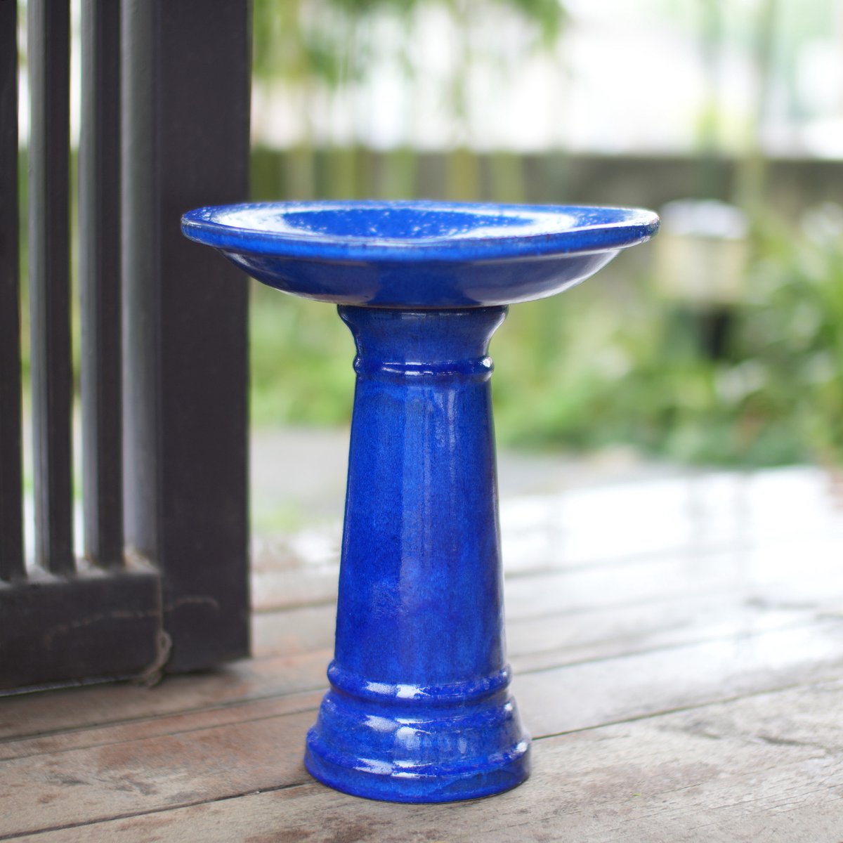 COVREO Vogelbad 31,5 x 38 cm saffierblauw, keramiek weer en vorstbestendig