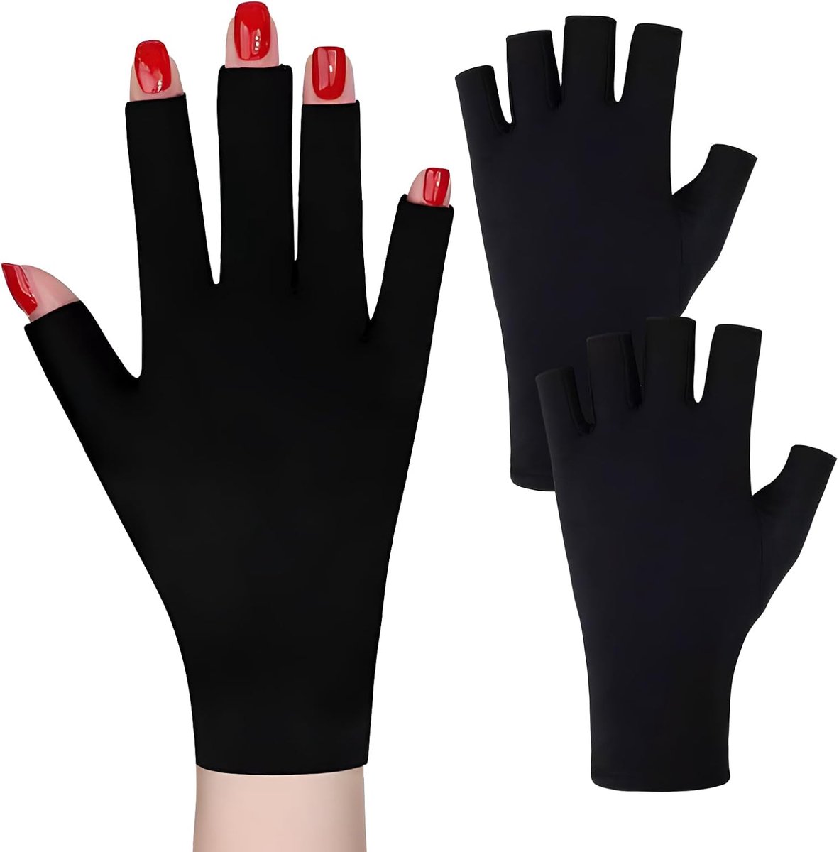 UV-handschoenen voor gelnagels - 2 paar - polyester - UPF 50+ bescherming - ideaal voor manicure - ShopVlot
