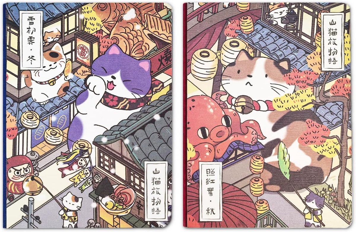 Notebook A5 - handgetekende kaft - Japanse cartoons - perfect voor school en notities - ShopVlot