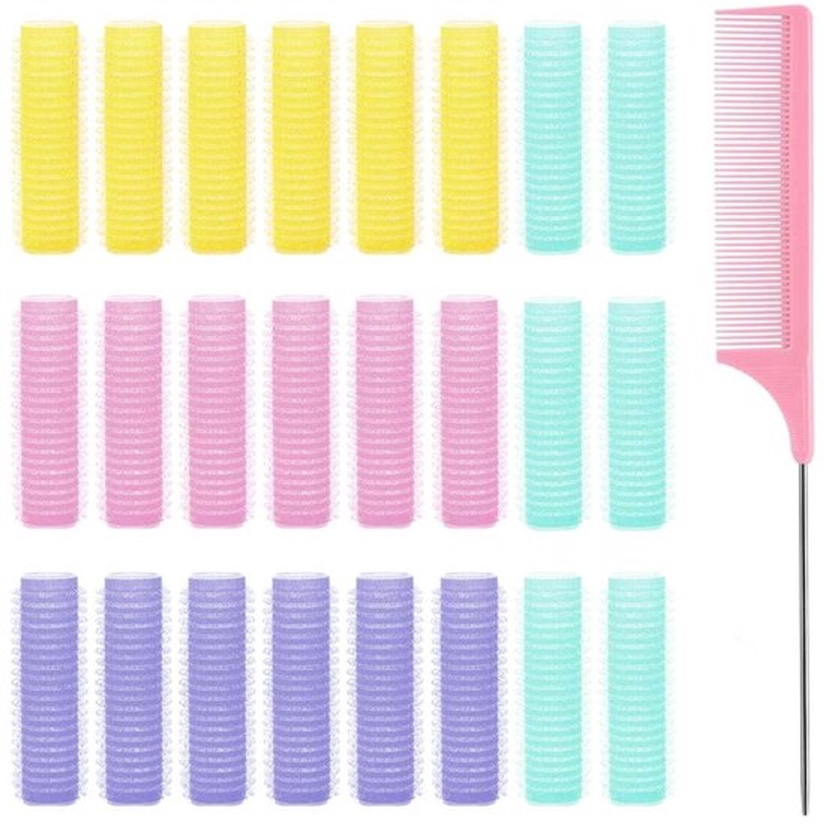 Haarkrulspelden - Geventileerde Rollen - 24 Stuks - Rattenstaartkam - Krullen - Unisex Haarverzorging