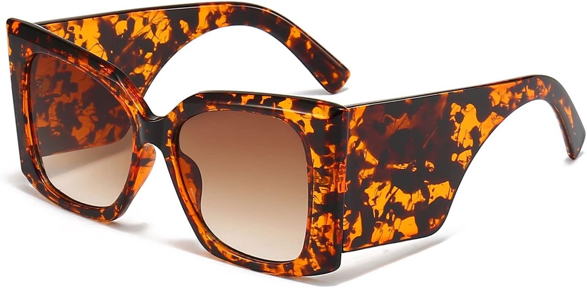 Zonnebril cat eye groot - retro leopard - UV-bescherming - stijlvol voor dames - ShopVlot