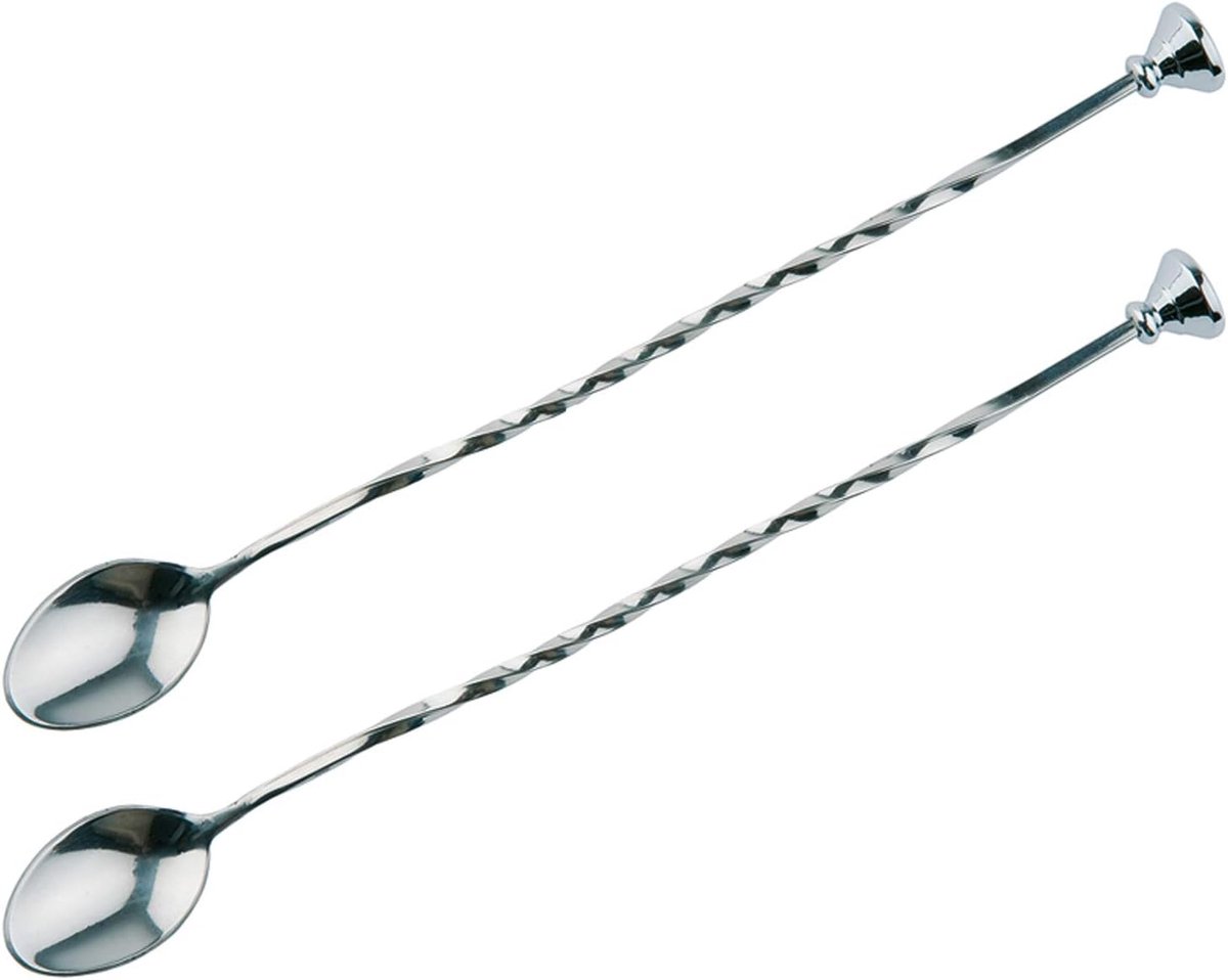 Barlepel 27 cm - gepolijst roestvrij staal - gedraaide handgreep - ideaal voor cocktails - ShopVlot