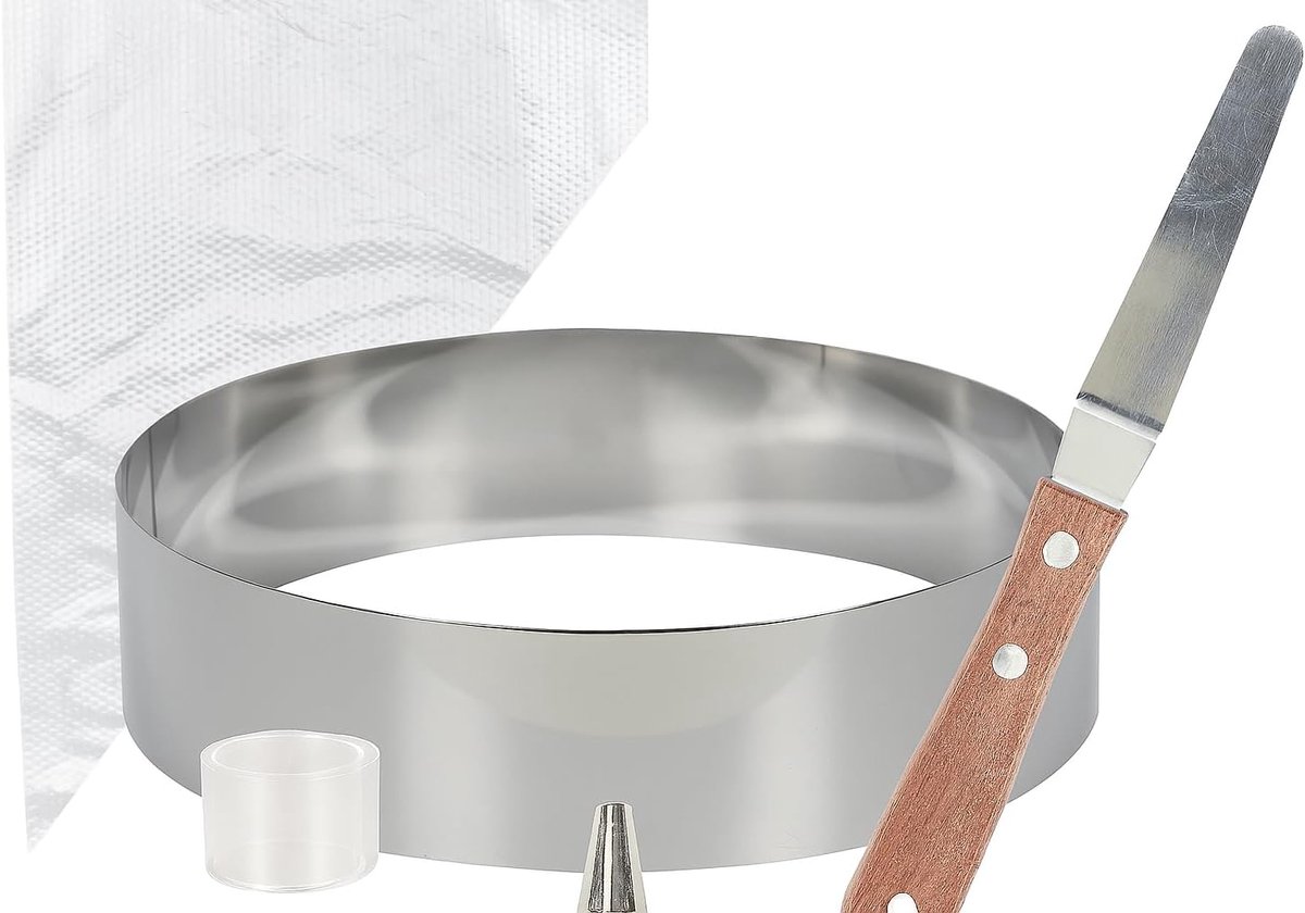 Bakvorm rond - Ø 25 x 4 cm - Inclusief spuitzak en spatel - Ideaal voor taarten - ShopVlot