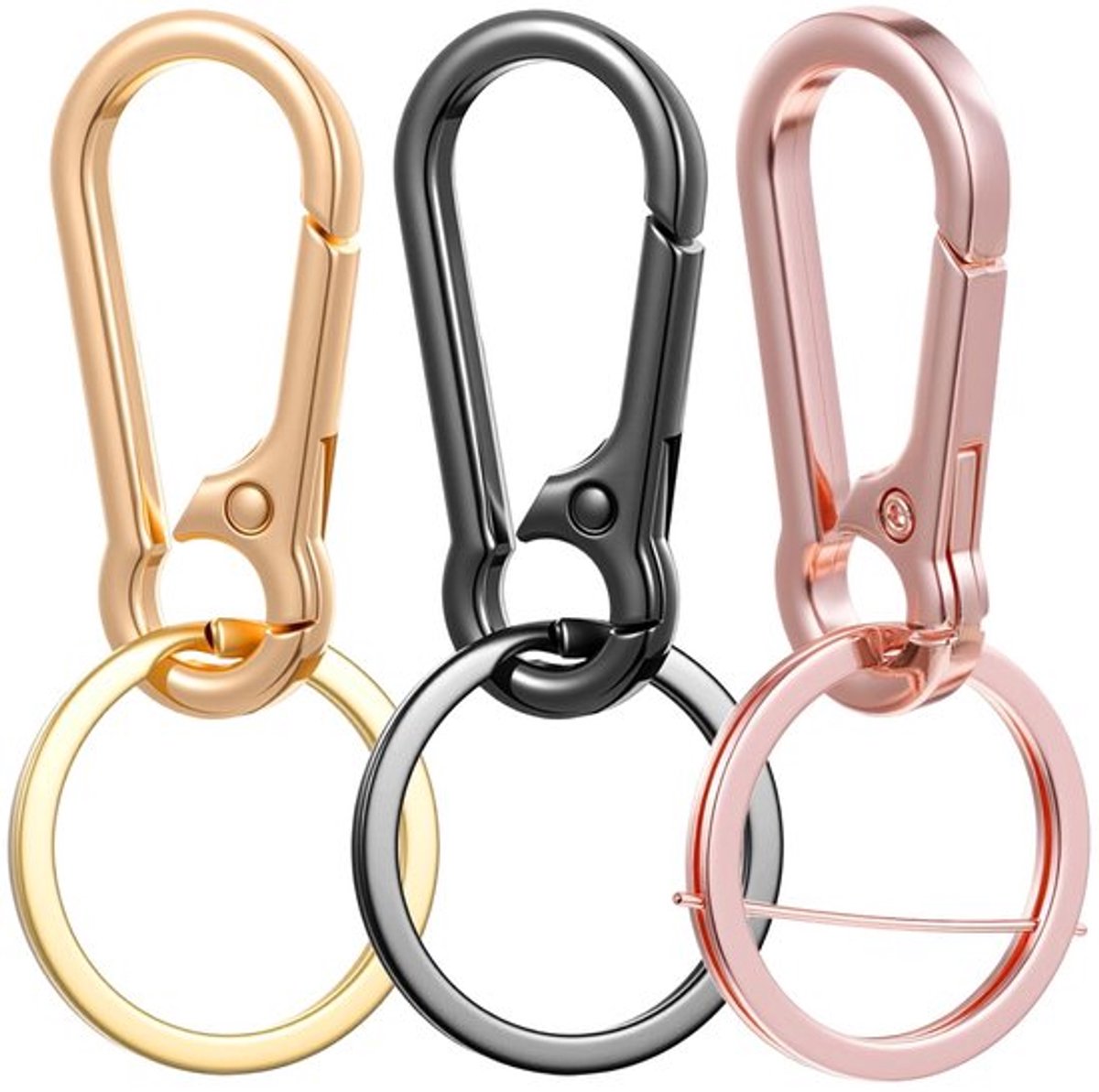 Set van 3 Metalen Karabijnhaken in Trendy Kleuren