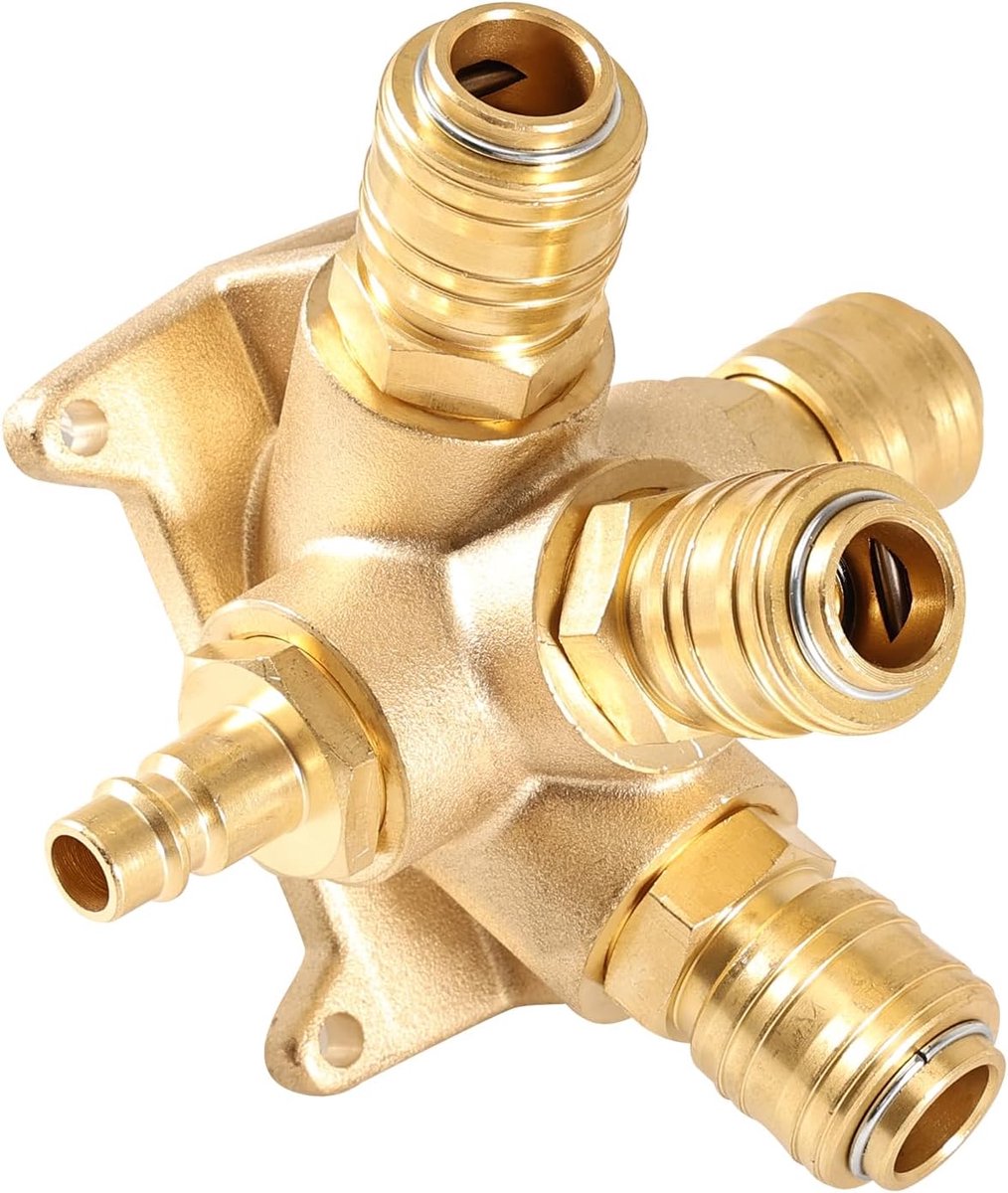 Compressed air distributor 4-way - soft messing - wandmontage - eenvoudige installatie - ShopVlot
