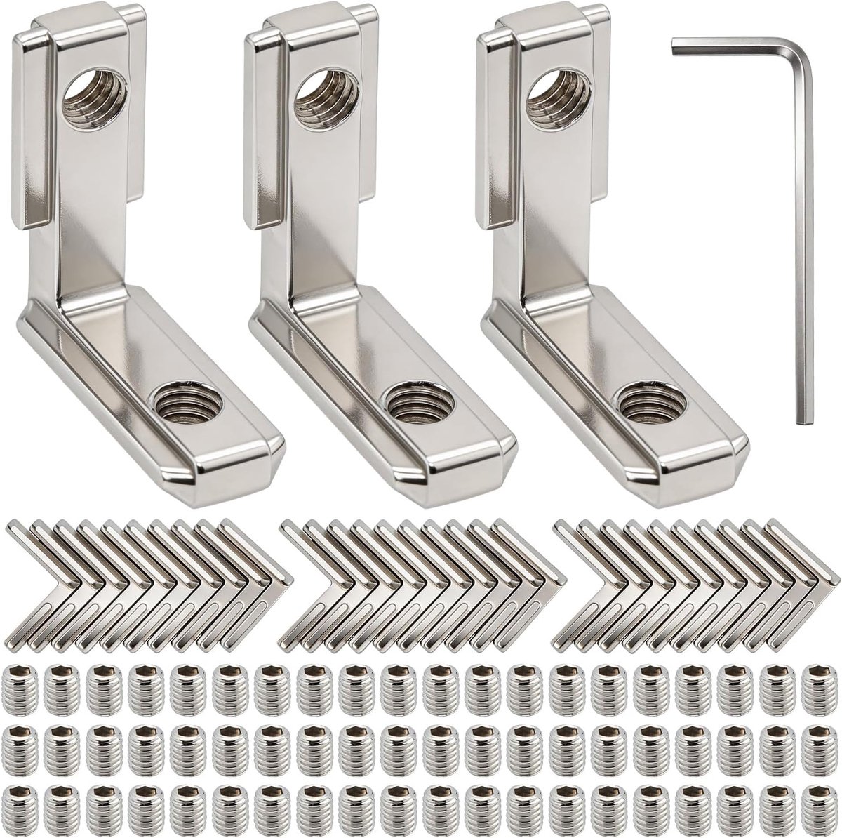 Aluminium hoekbeheugels 30 stuks - 90 graden L-vorm - duurzame constructie - sterke verbinding voor T-slots - ShopVlot