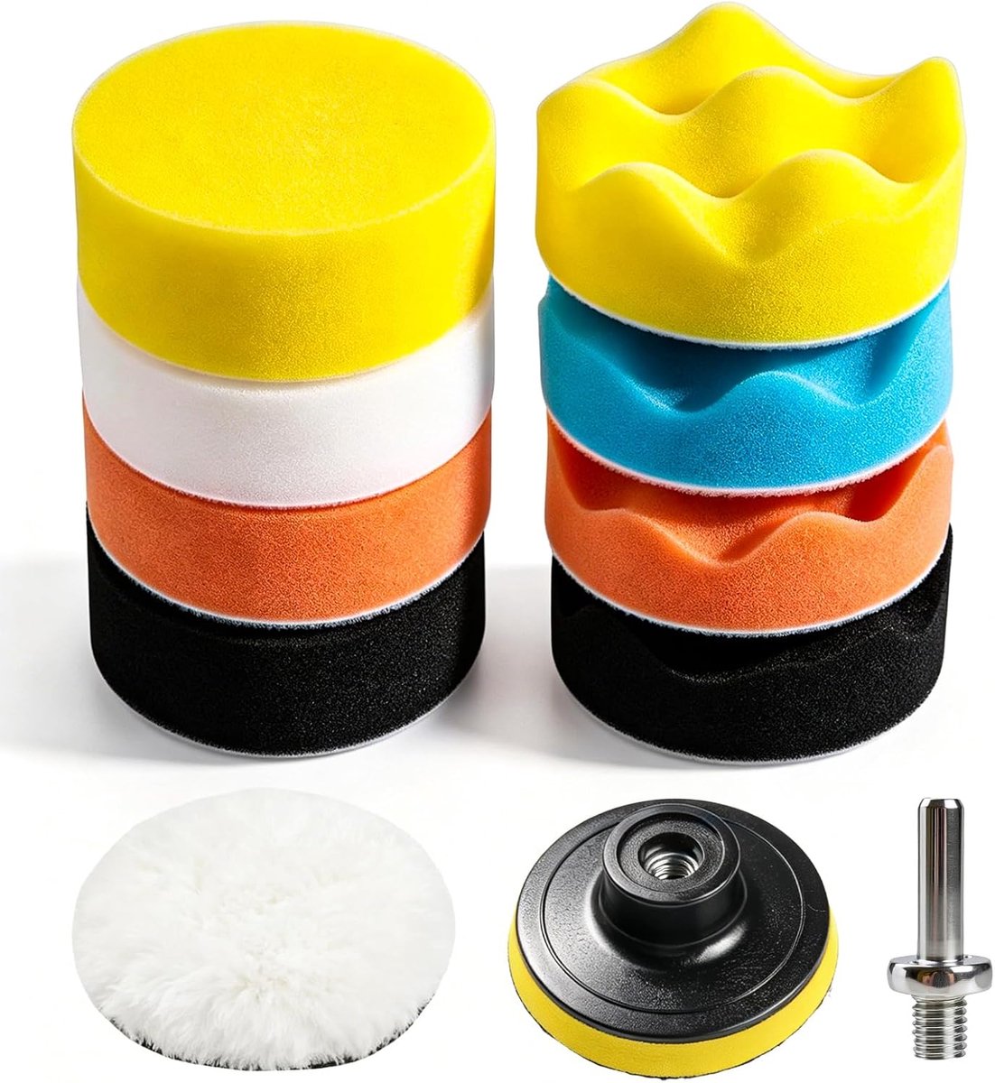 Polijstset 11 delig - Polijstschijven 80mm - Multifunctionele polijstpads - Voor een perfecte glans - ShopVlot