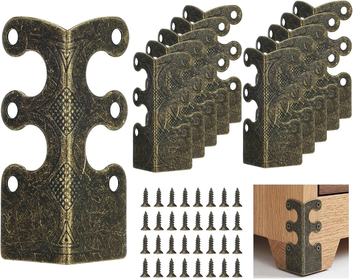 hoekbeschermers 10 stuks - massief messing - vintage randbescherming - ideaal voor meubels - ShopVlot