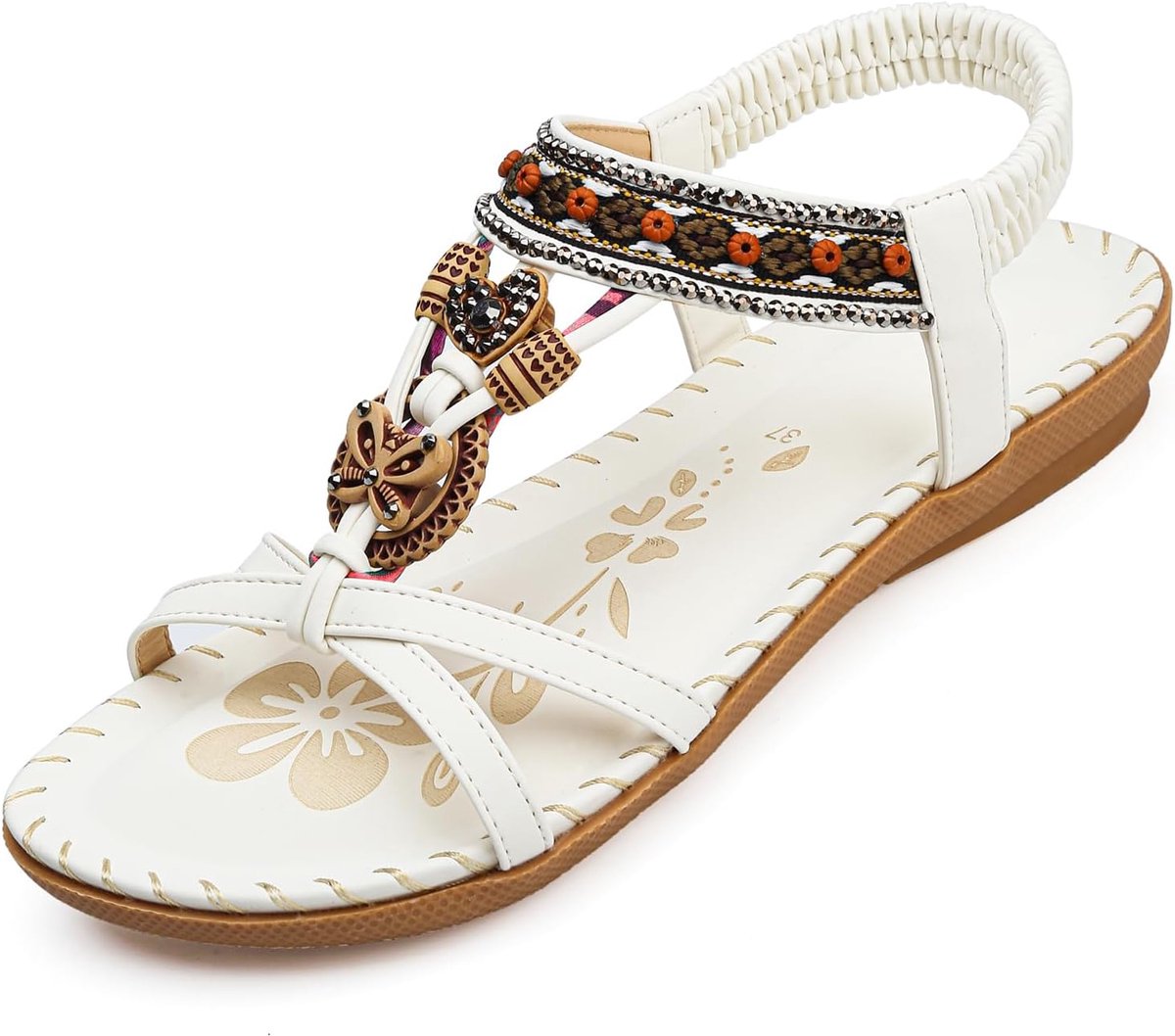 Women's Elastic Back Strap Flat Sandals for Summer Beach - ShopVlot