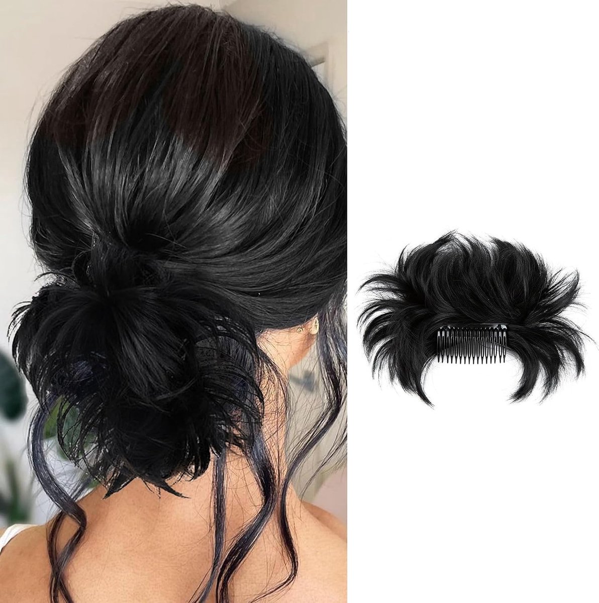 Combs Hair Extension Bun Hairpiece Ponytail Hair Bun Wavy Messy Bun Natural Fluffy Synthetic Hair Chignon Extension - ShopVlot