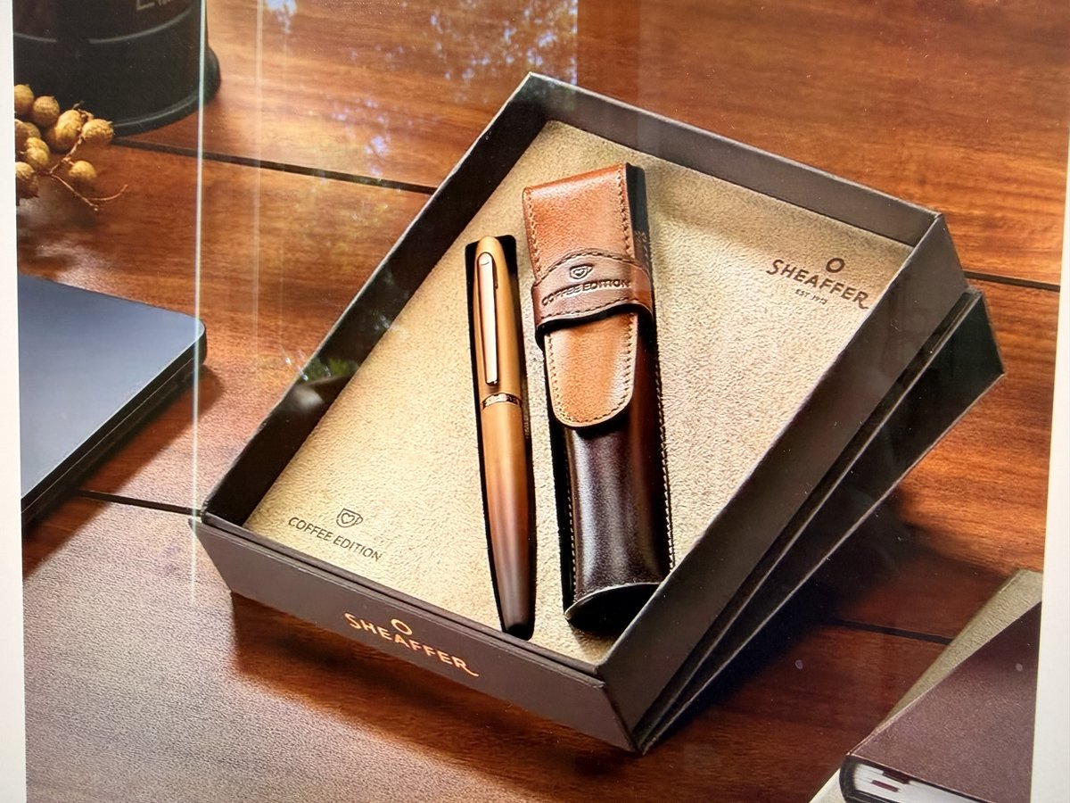 Vulpen Giftset Sheaffer VFM F Coffee ed. Matt brown - lederen penetui