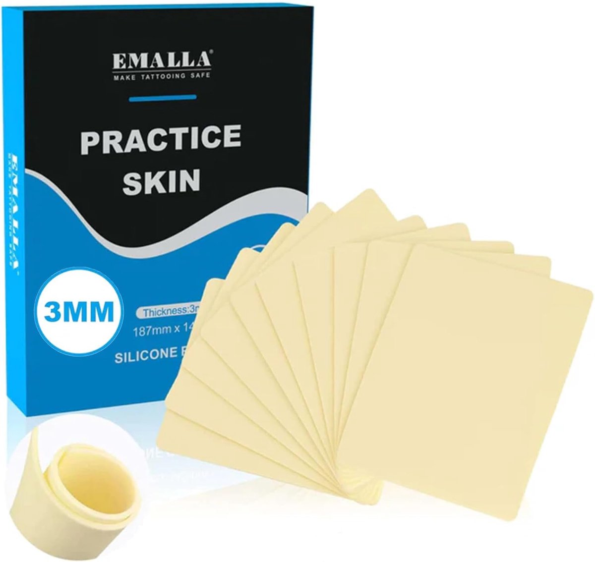 Pack of 10 Silicone Artificial Skin, Exercise Skin, 3 mm, Tattoo Skin, 3 mm, Tattoo Artificial Skin, 19 x 14 cm - ShopVlot