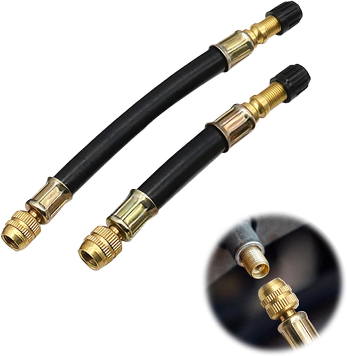 Tire Valve Extension Set - Dubbel rubber - Betrouwbaar en flexibel - Eenvoudig inflateren van banden - ShopVlot