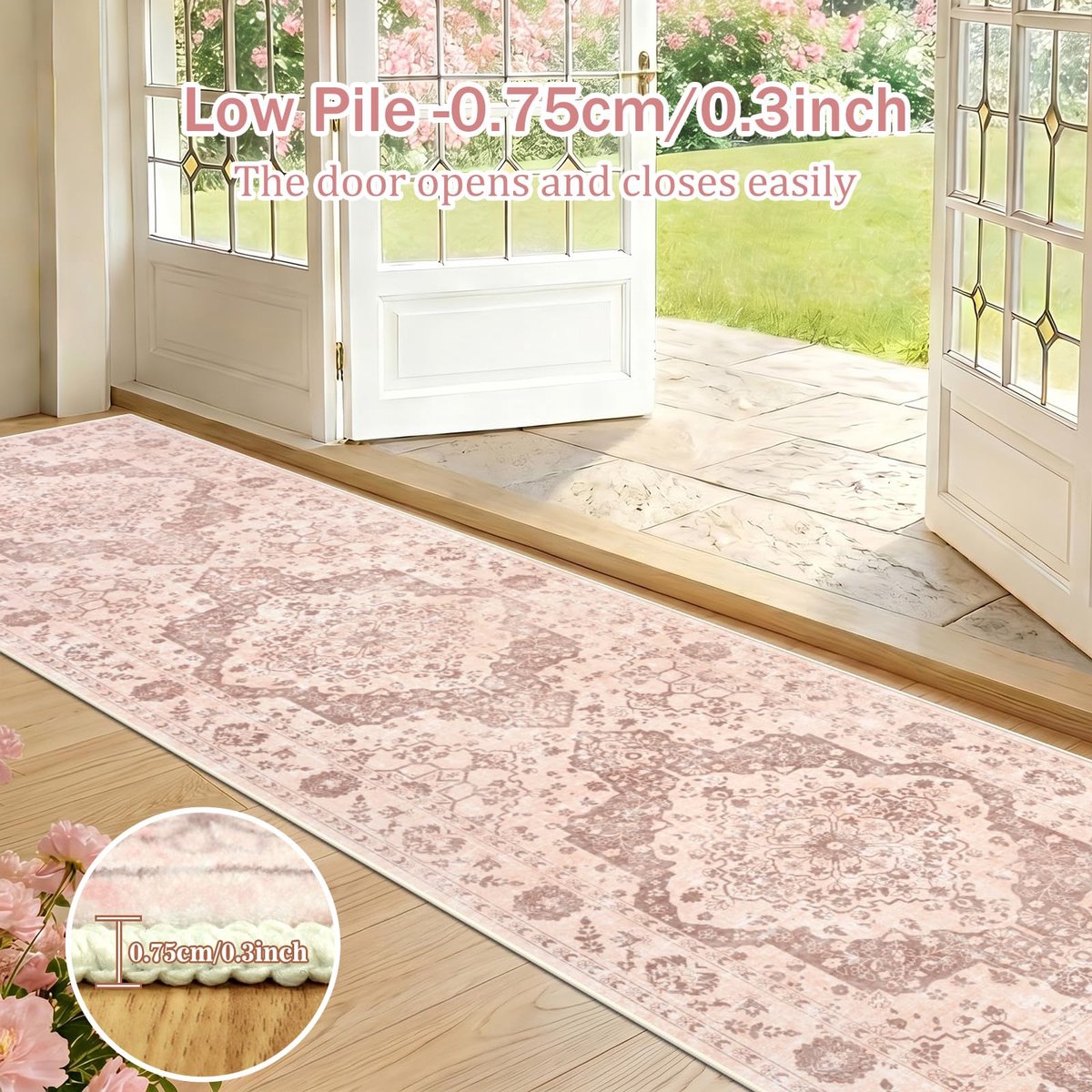Loper Tapijt 80x300cm - Vintage Boho Antislip - Wasbaar Laagpolig - Ideaal voor Hal en Entree - ShopVlot