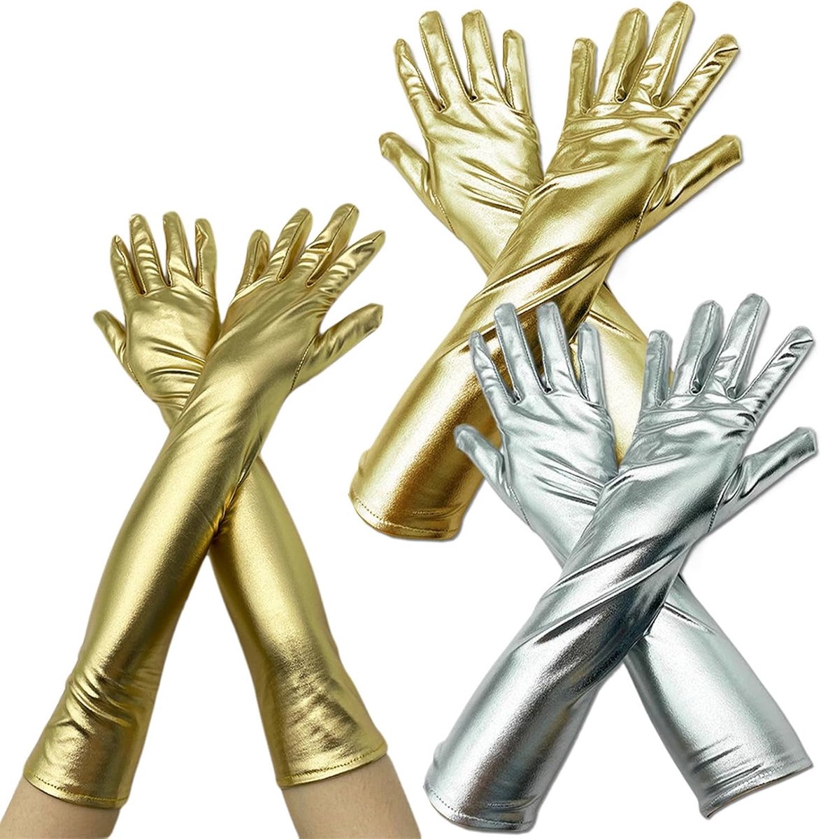 Lange Satijnen Handschoenen 48 cm - Glanzend Kunstleer - Elegant Design - Perfect voor Feestjes - ShopVlot