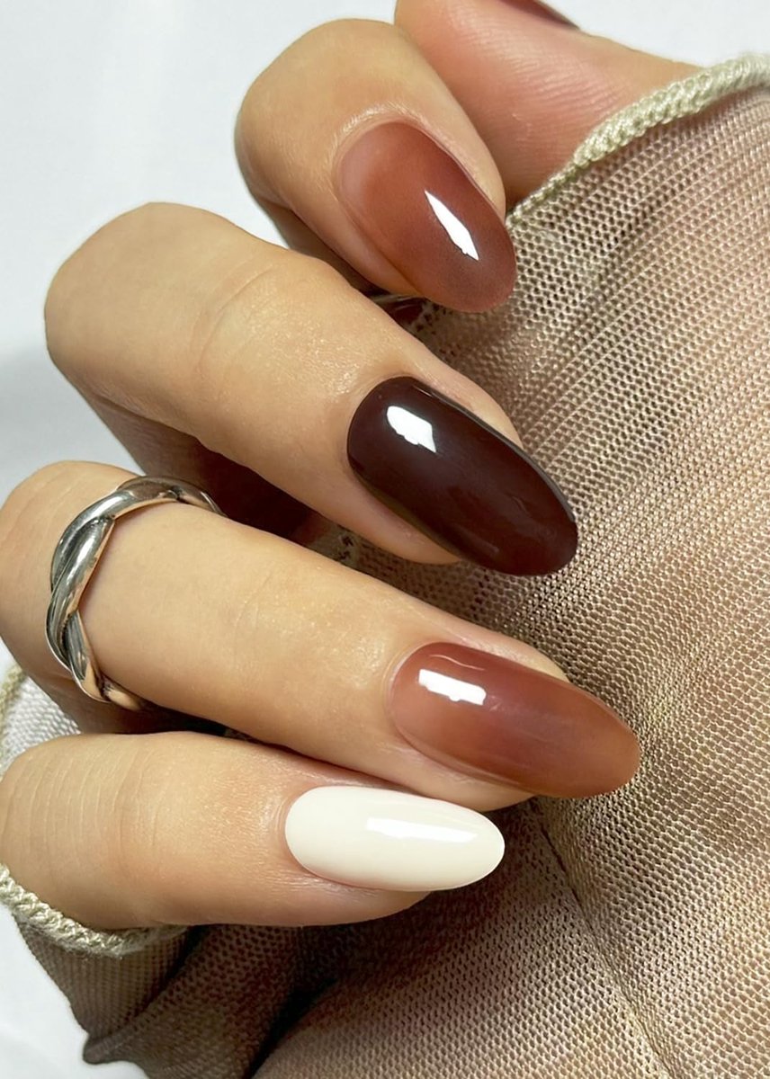 Nail film set - 20 stuks zelfklevende gel nagelfilm - bruin modder - voor eenvoudige nail art - ShopVlot