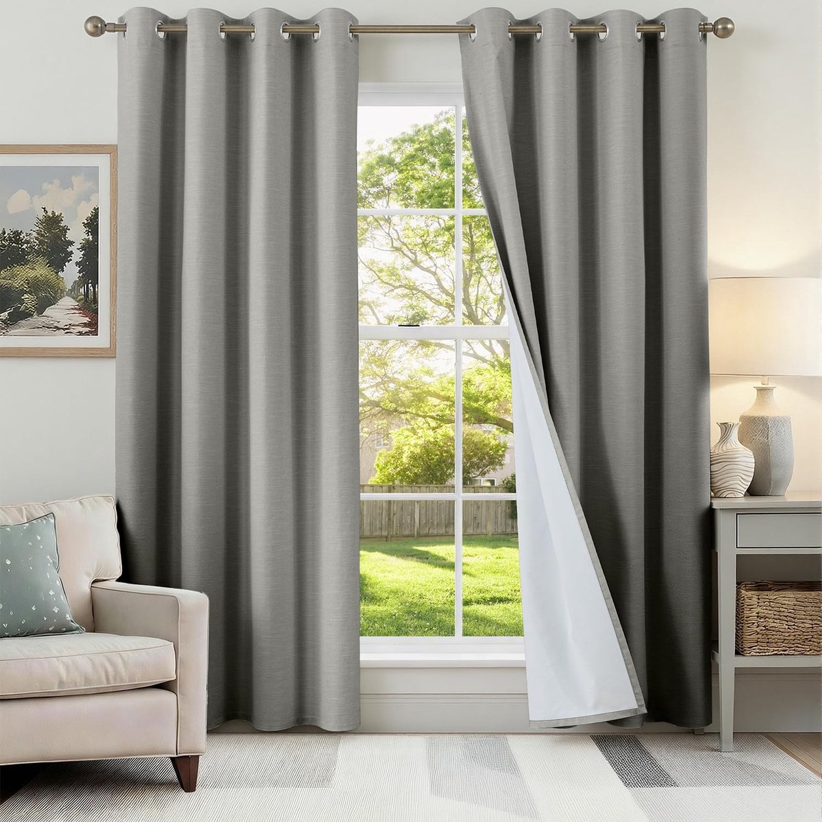 Verduisteringsgordijn 120 x 230 cm - linnen - warmte-isolerend - voor slaapkamer - ShopVlot