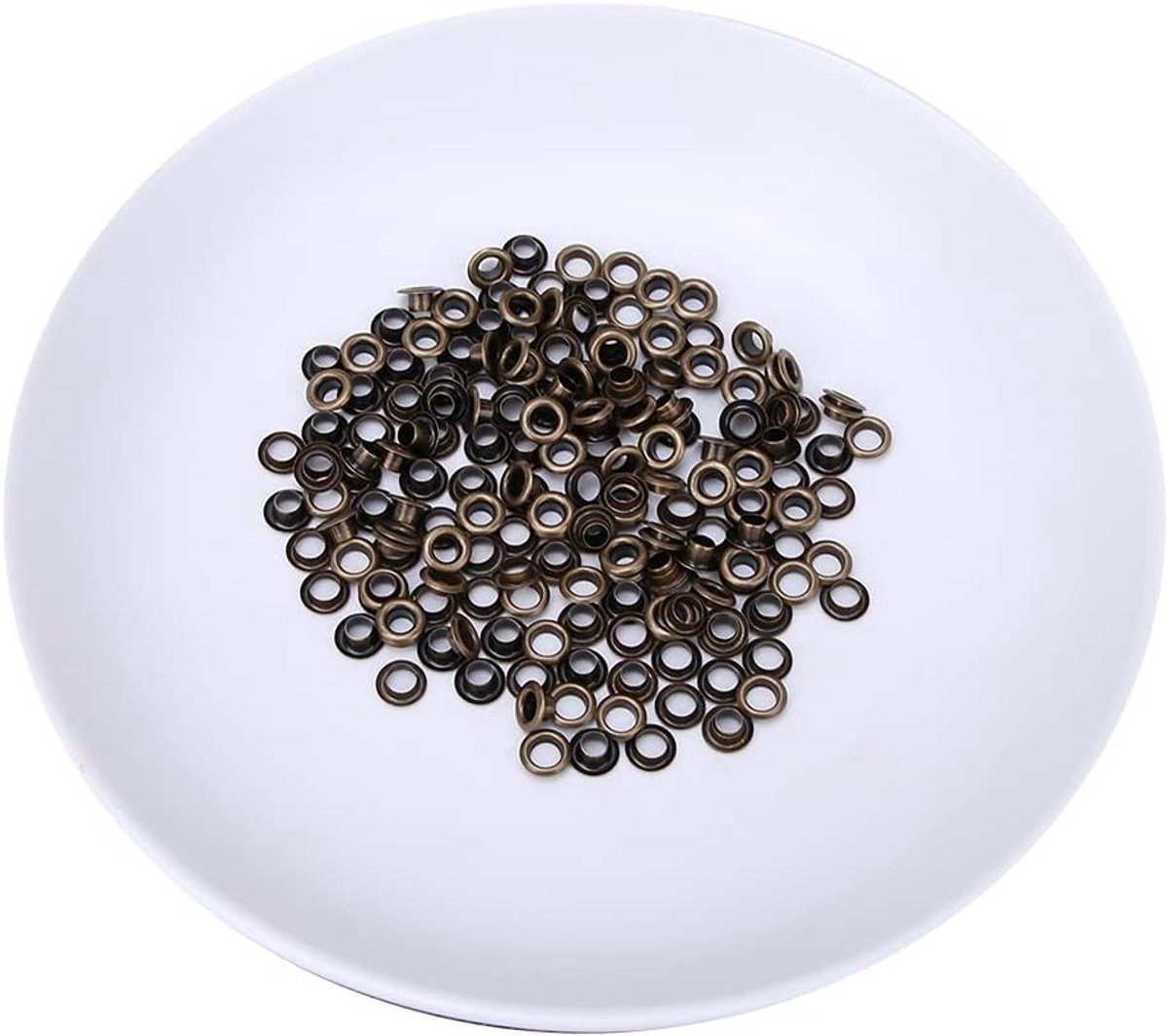 Oogjes en Uitloop Set - Brons - 5 mm - Messing met IJzeren Schijf - Voor DIY en Naaiprojecten