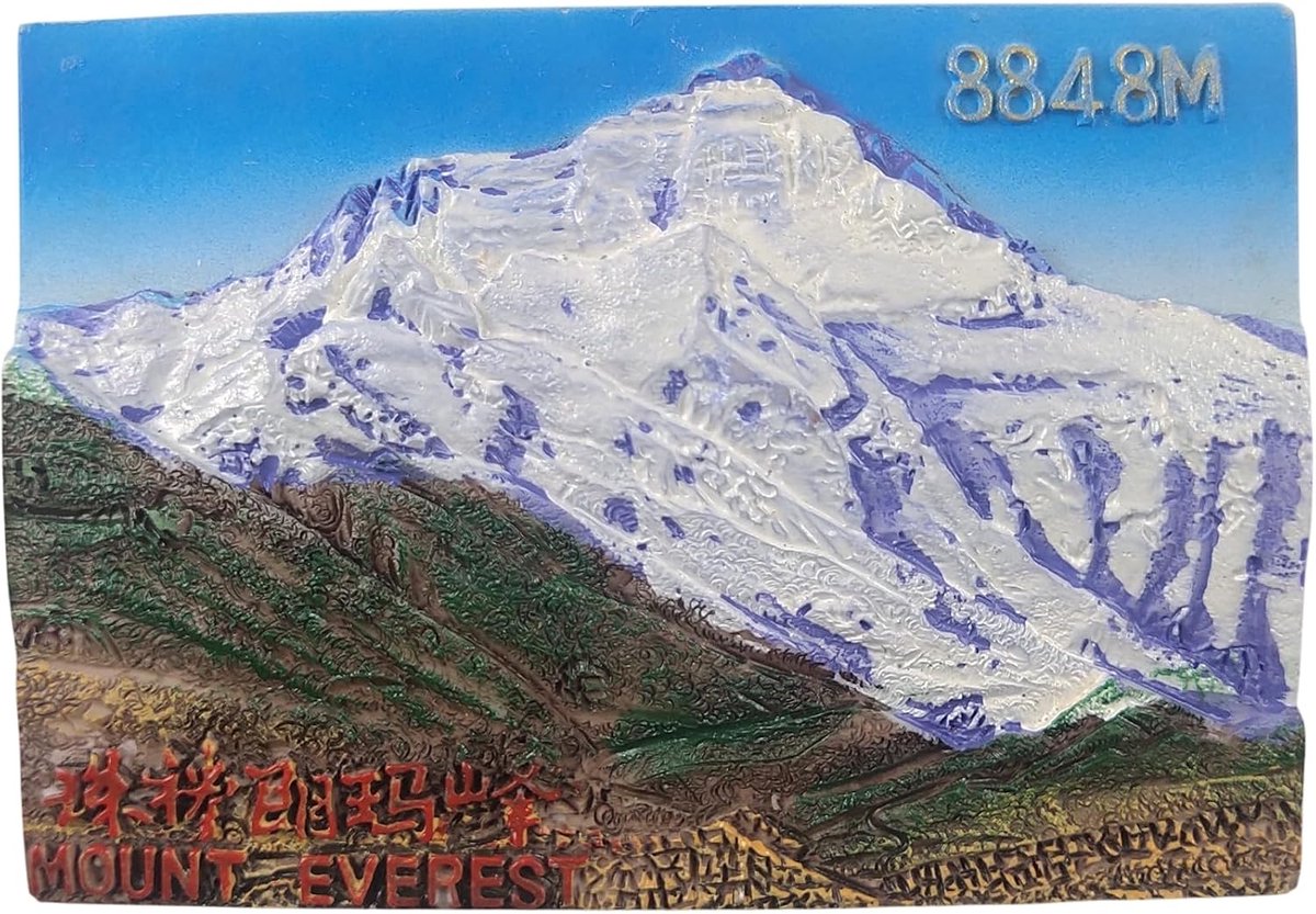 Koelkastmagneet Nepal Tibet - 3D magneet Mount Everest - hoogte 8848 meter - verzamelobject voor reiscollectie - ShopVlot