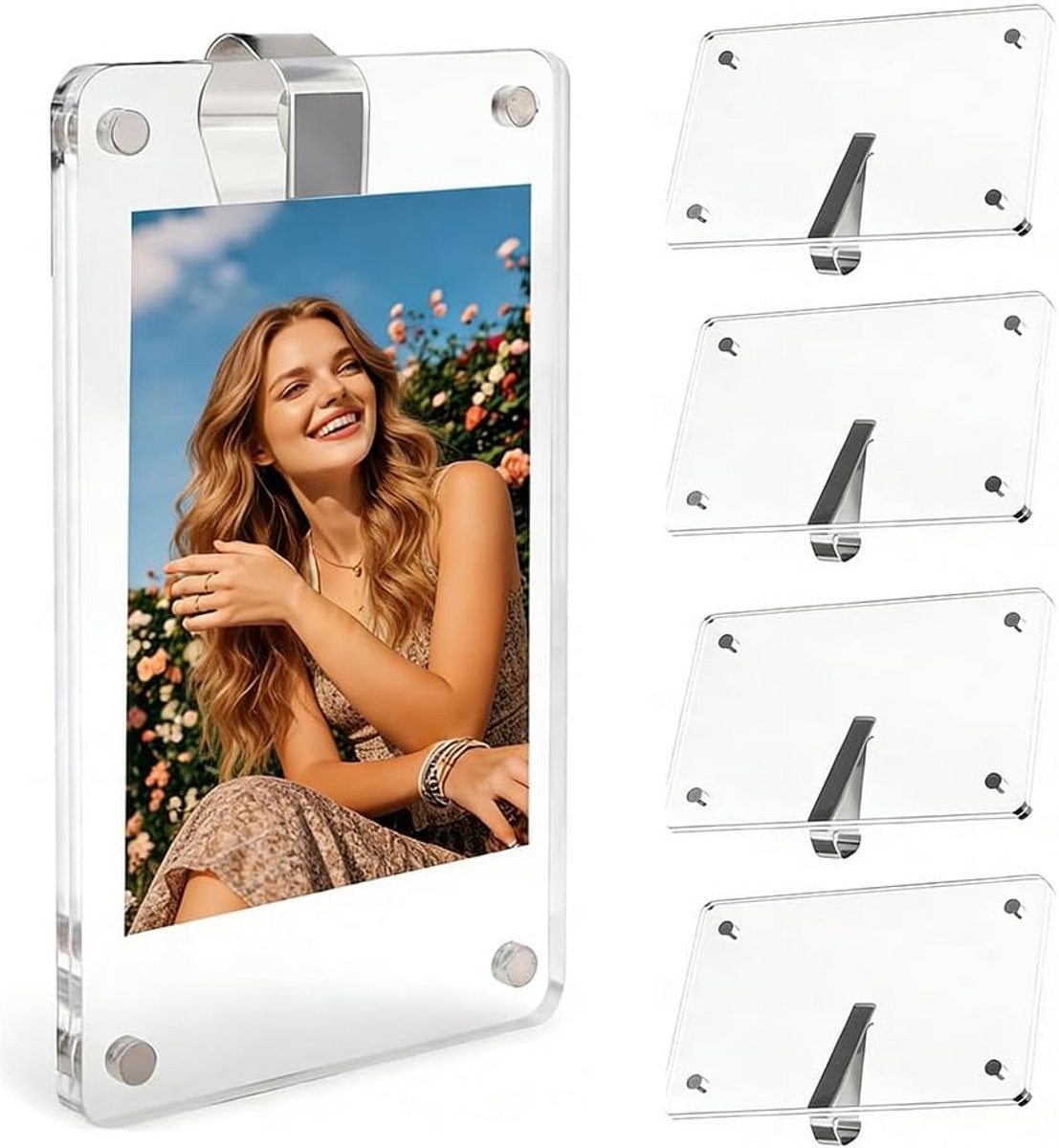 Magnetische fotolijsten auto 4 stuks - gepersonaliseerde clip - 6 x 9 cm - voor zonneklep en dashboard - ShopVlot
