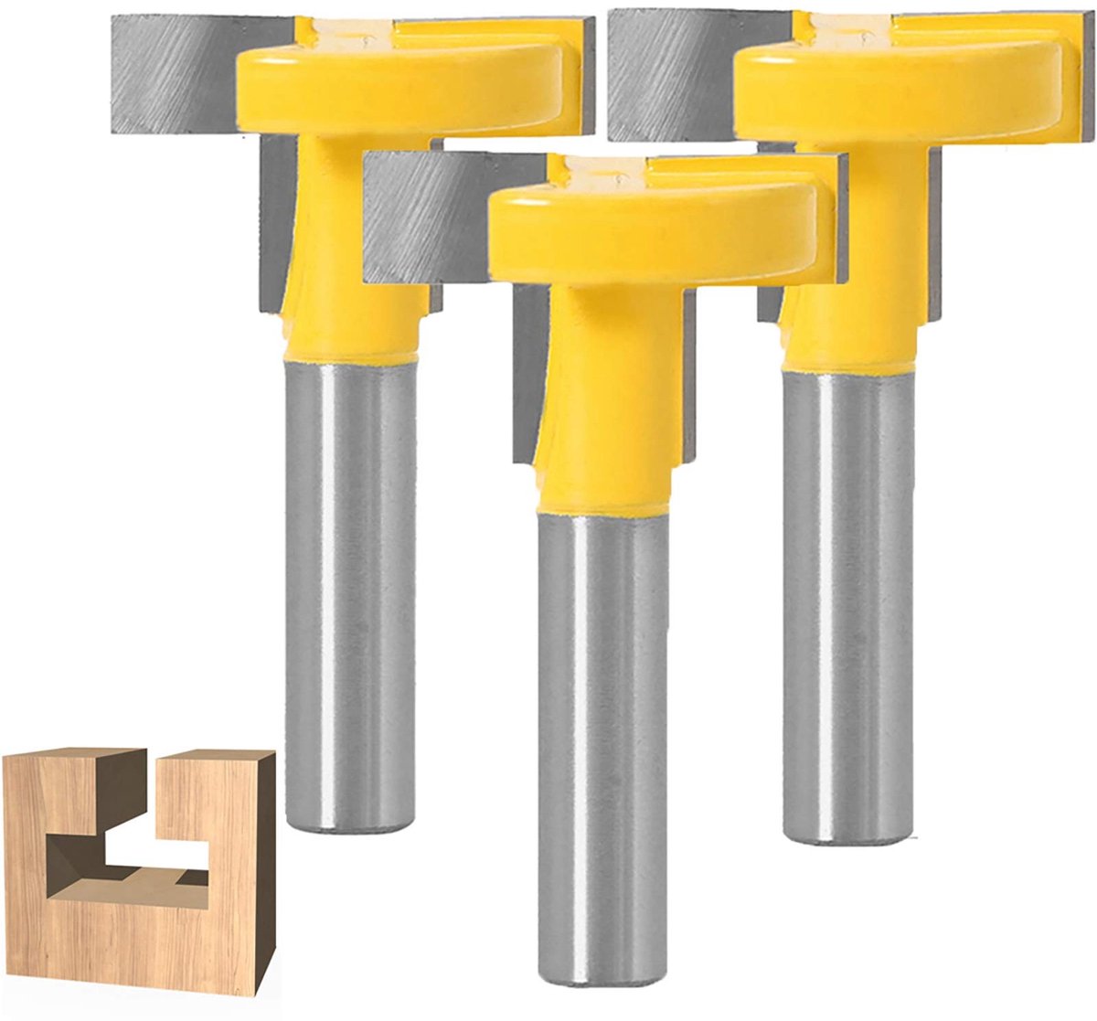 Solidchoice - 3-delige T-Slot Freesbit Set met 8mm Schacht