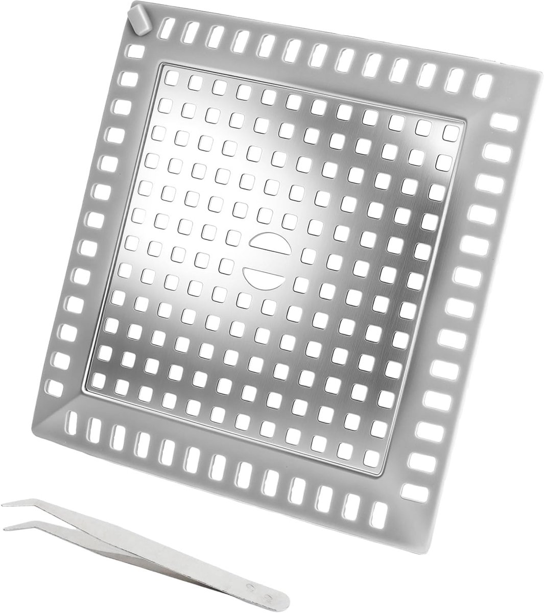 Doucheafvoer Haarstrainer 12.2 x 12.2 cm - Rvs Haartrekker - Duurzaam en Roestvrij - Voorkomt Verstoppingen - ShopVlot