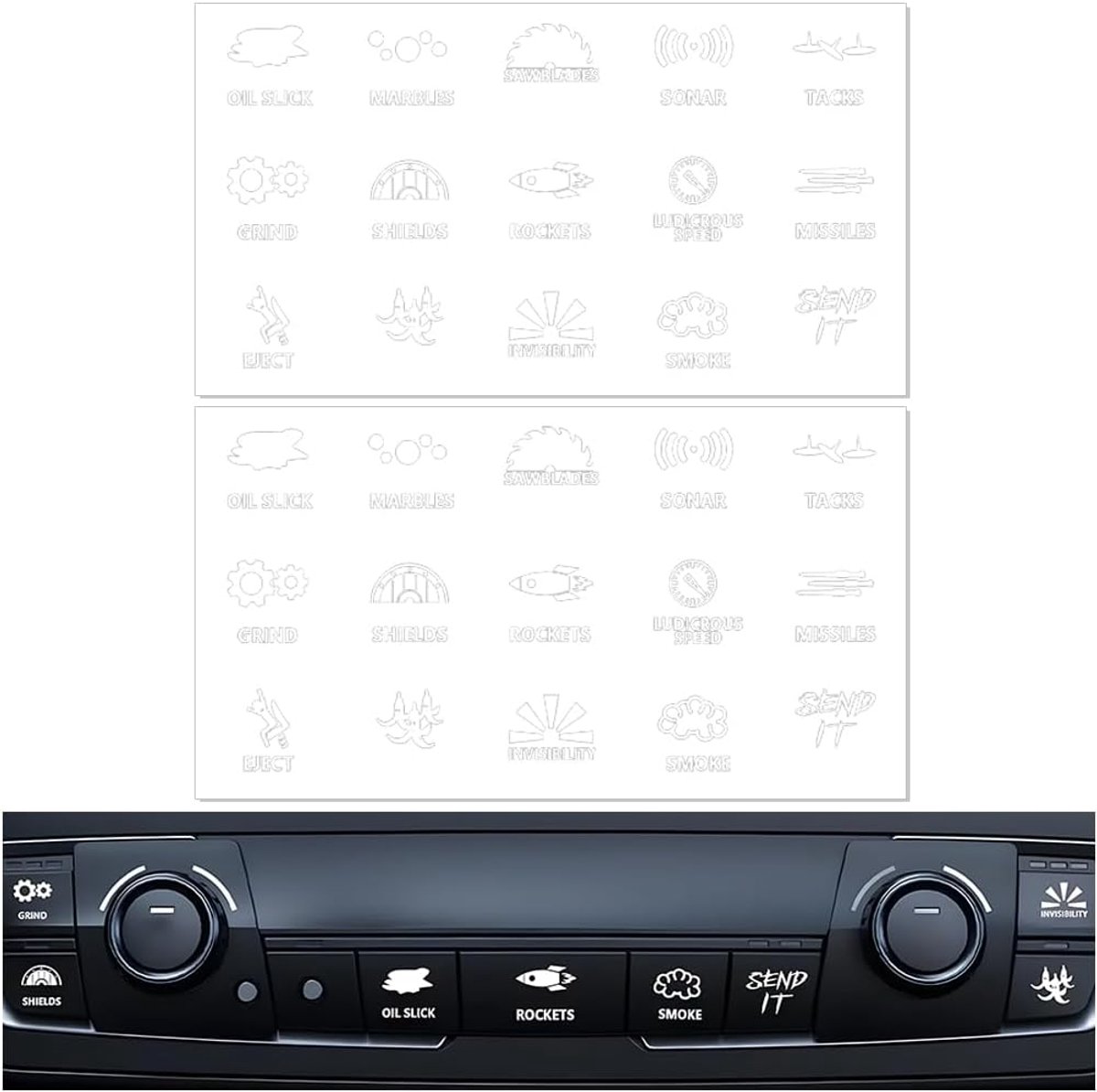 Car Switch Stickers 2 Stuks - Multifunctionele Knopstickers - Vinyl - Persoonlijke Touch voor Interieur - ShopVlot