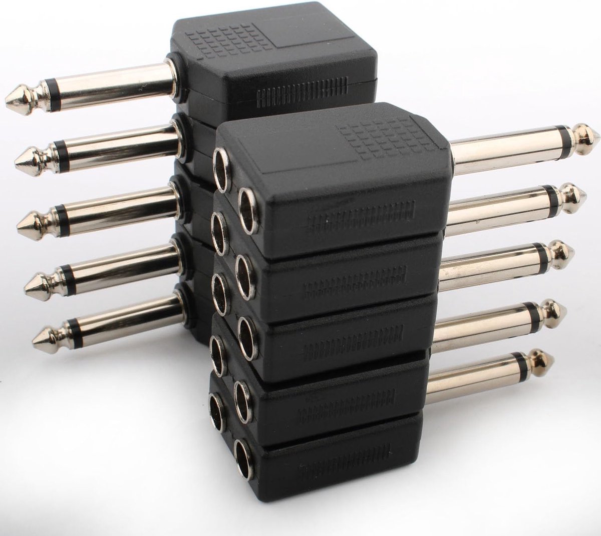 6.35mm audio splitter - 10 stuks - mono jack naar dual jack - voor gitaar en microfoon - ShopVlot