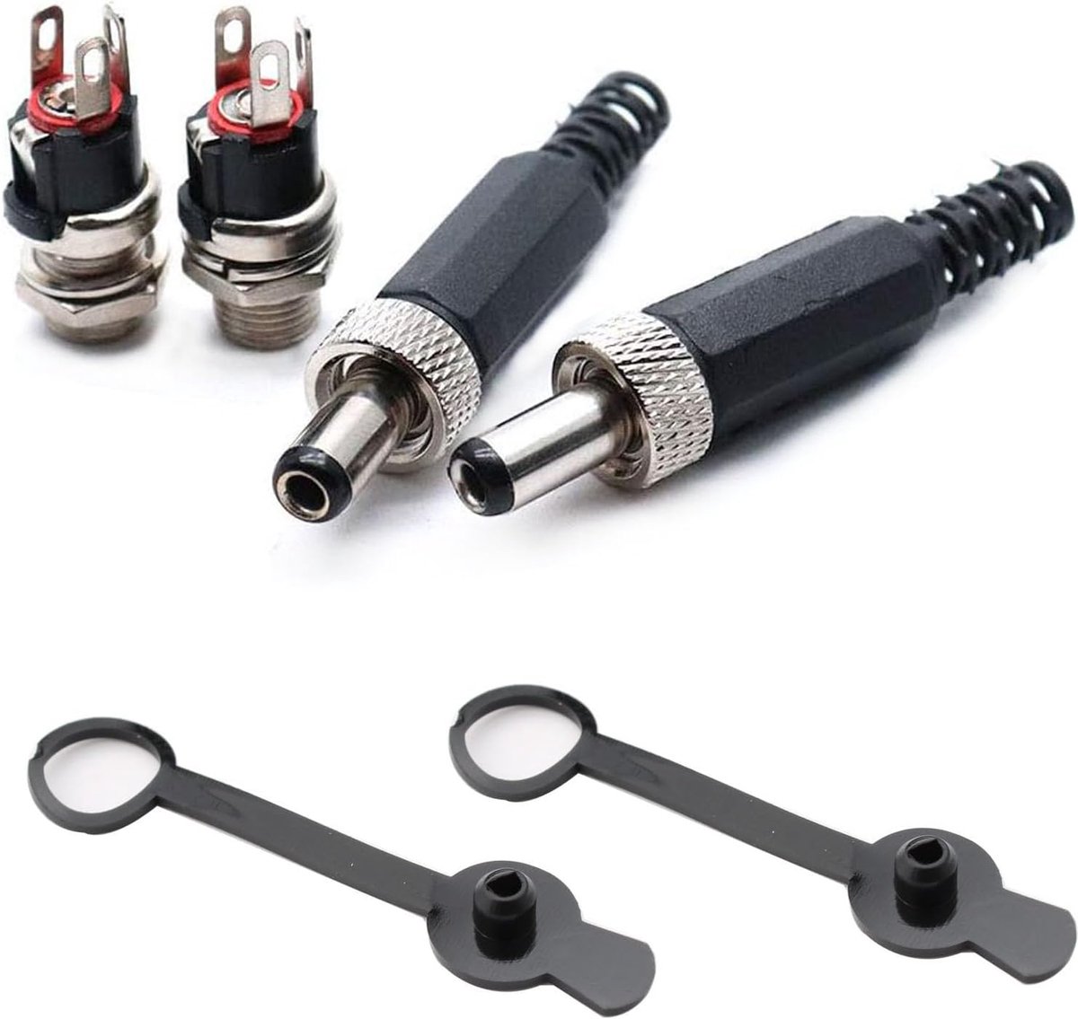 DC stroomconnector 5.5x2.5mm - met waterproof caps - voor CCTV beveiligingscamera - ShopVlot