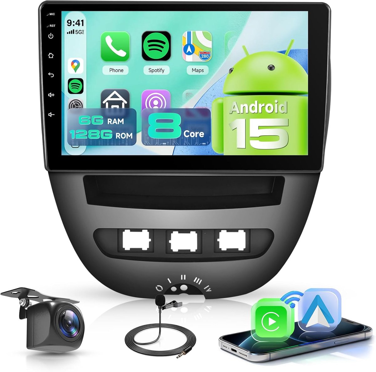 Autorradio 10.1 Inch - 8 Core 6GB RAM - CarPlay en Android Auto - Navigatie en Bluetooth 5.0 - ShopVlot