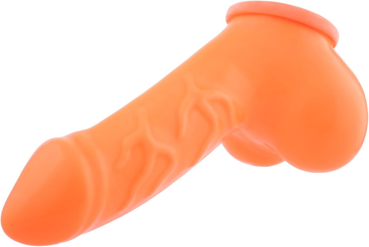 latex sleeve met contouren - neon orange - sterk ontwerp - voor intensere momenten - ShopVlot