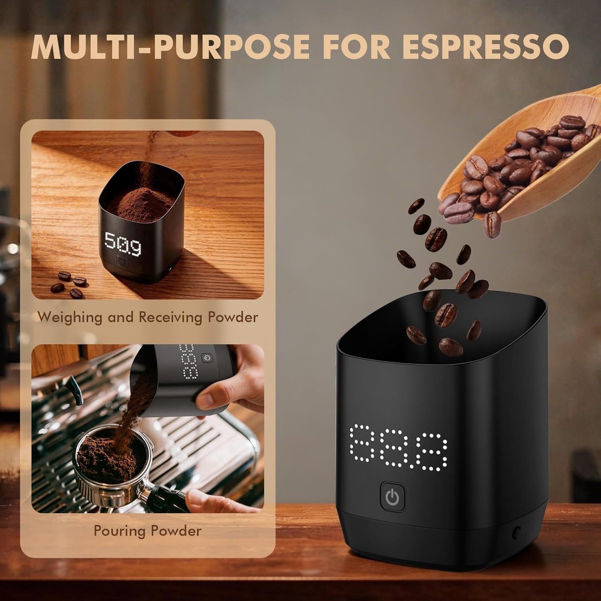Digitale koffieweegschaal - Zwart - Compact - Nauwkeurige weegschaal met USB-C Opladen - Voor Koffieliefhebbers