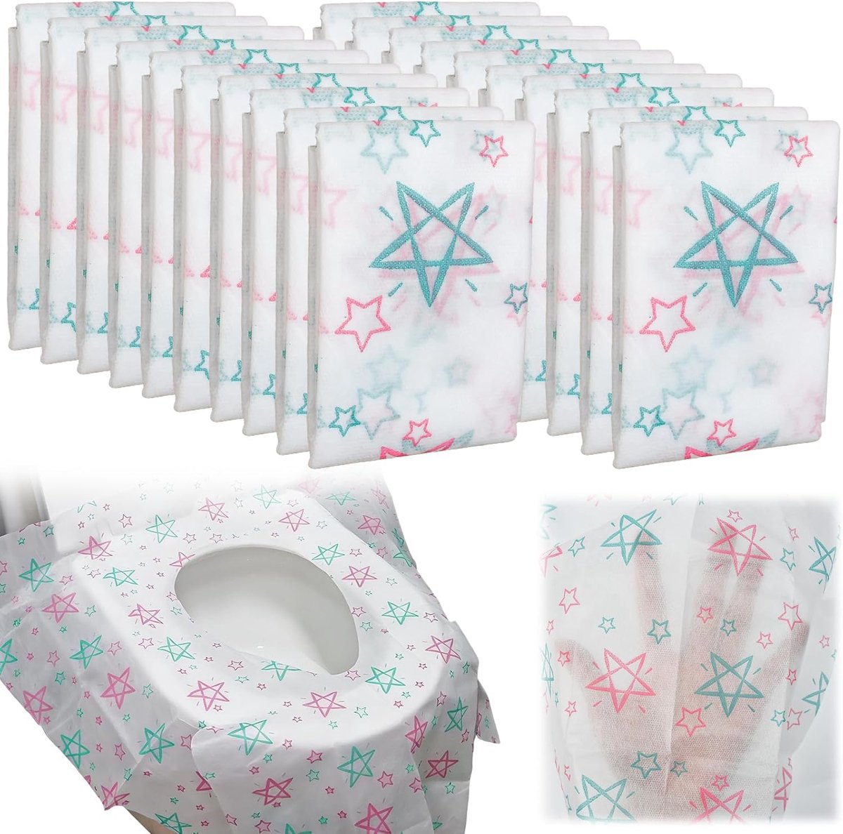 Disposable toilet mat - 20 stuks - vijfpuntige ster - hygiënisch gebruik - ShopVlot
