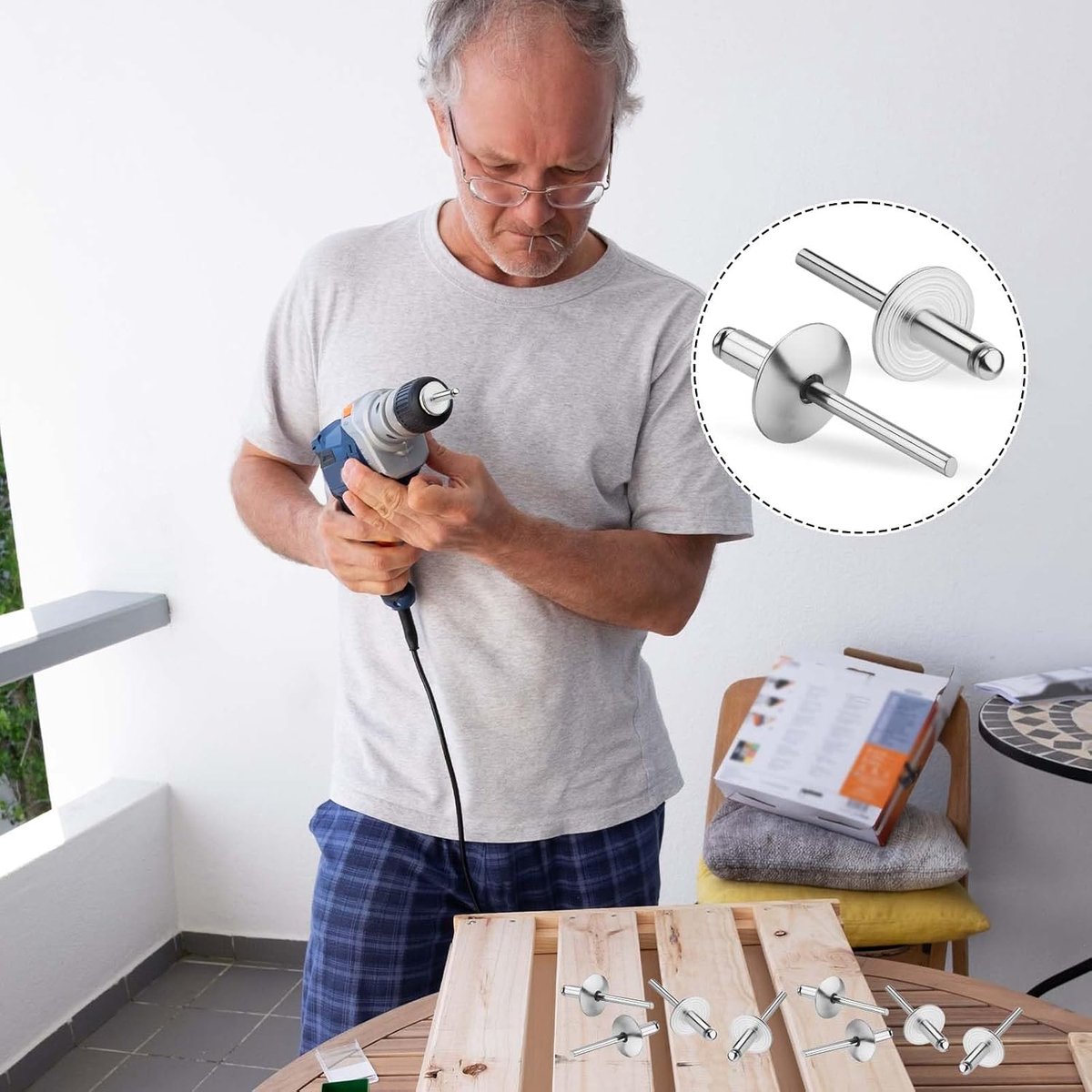 Blindriveten 4,8 x 12 mm - grote flens - aluminium - sterke bevestiging voor meubels - ShopVlot