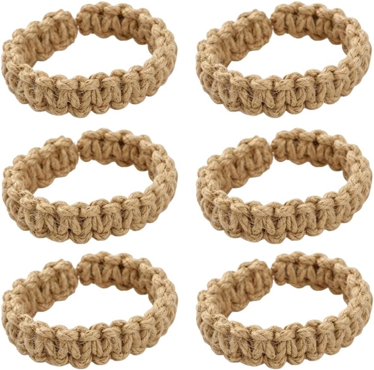 Gordijnhouders set van 6 - handgeweven jute - boho stijl - creëert structuur voor gordijnen - ShopVlot