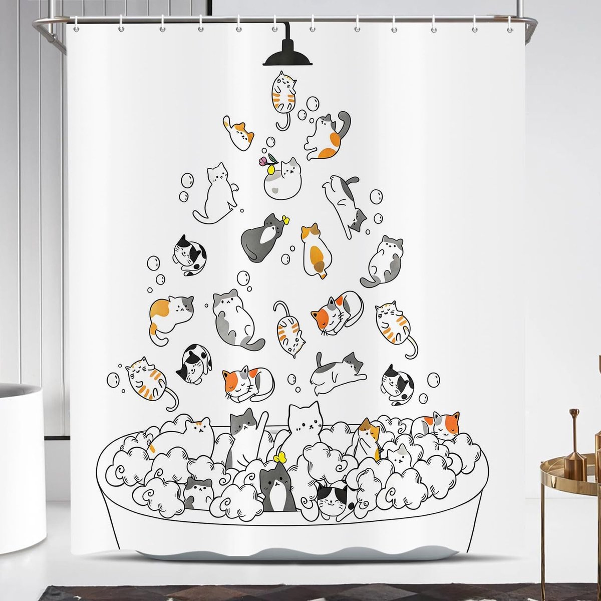 Douchegordijn kat 180 x 200 cm - waterdicht textiel - schattig ontwerp - perfect voor kinderen - ShopVlot