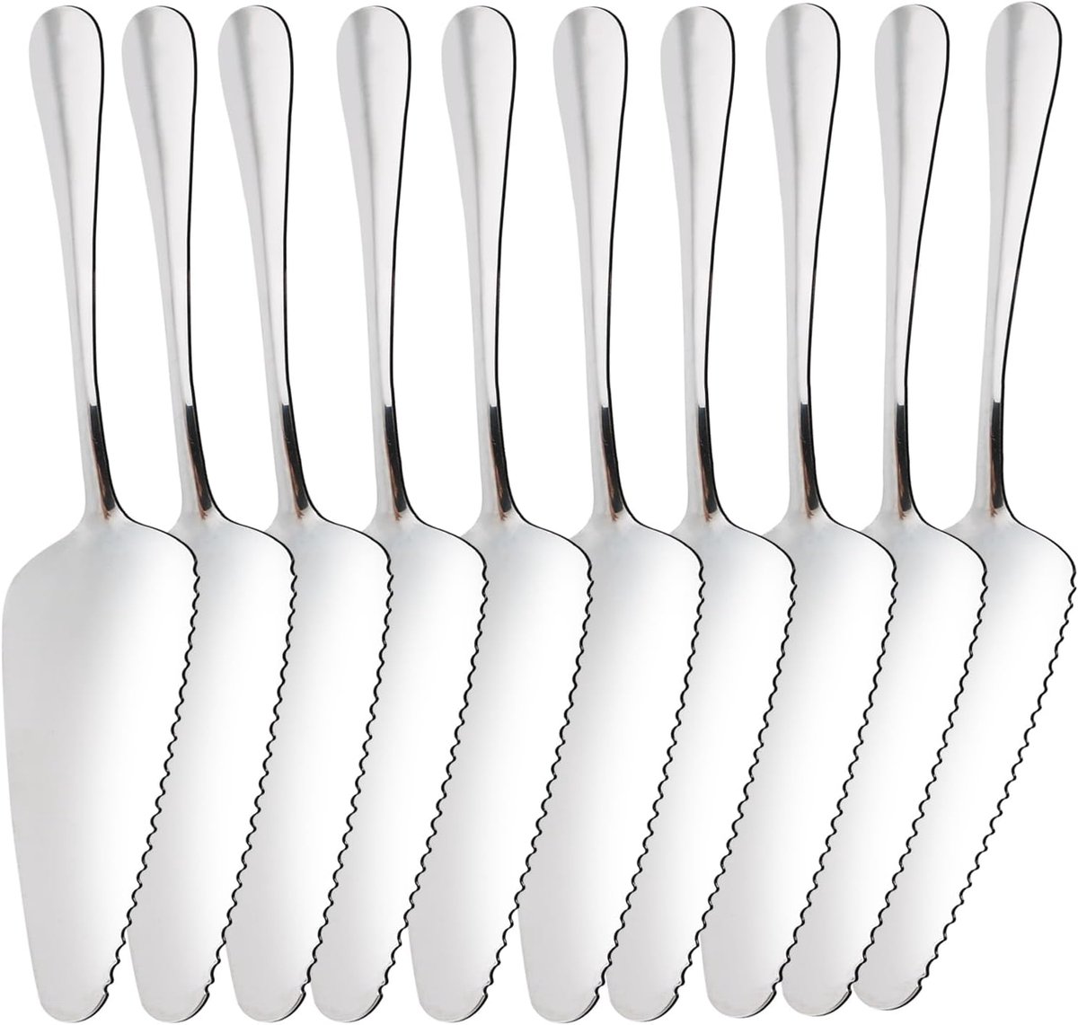 Cake servers set van 10 - roestvrij staal - knurled ontwerp - ideaal voor het snijden van taarten - ShopVlot