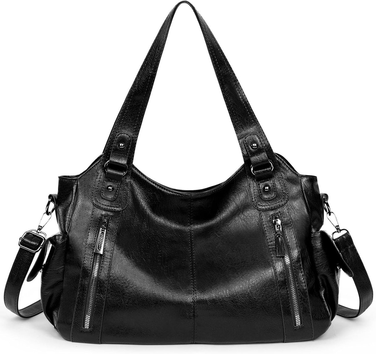 Dames leren handtas schoudertas - multi-pocket tote met verstelbare schouderband - ideaal voor werk en casual outfits - ShopVlot