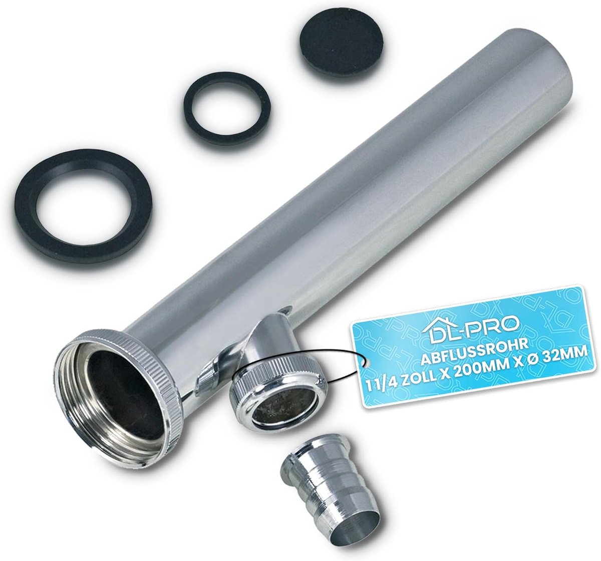 Afvoerbuis 1 1/4 Inch - 200 mm - Ø 32 mm - Voor aansluiting wasmachine/dishwasher - ShopVlot