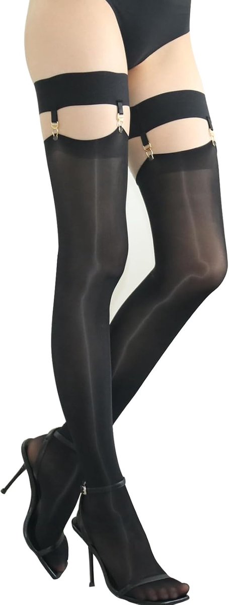Transparent stockings for women, stockings and garters with 8 vintage metal clips for stockings. - ShopVlot