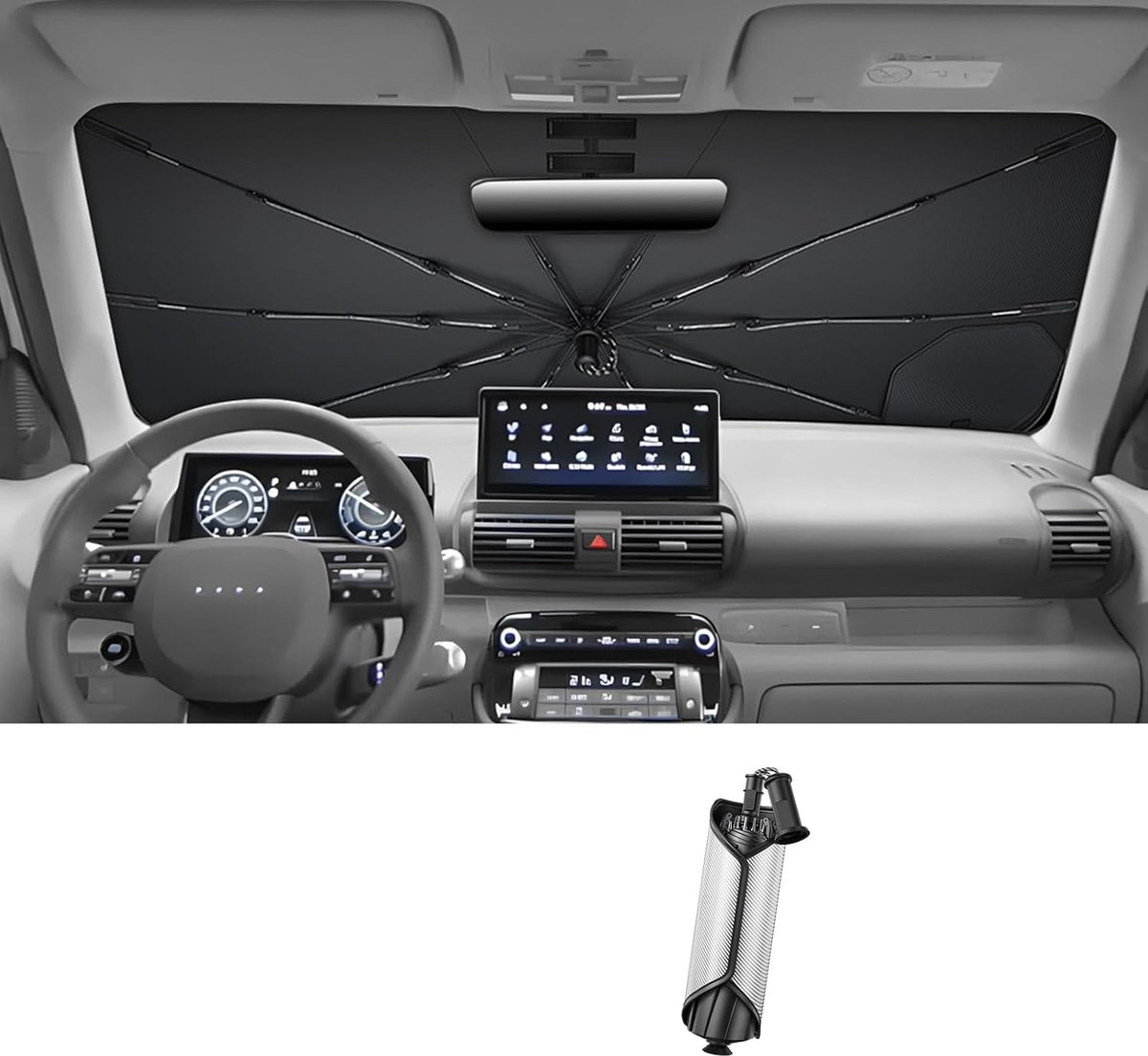 LUWU Upgrade Sunshade Car Windshield Compatible with 2025 2026 Hyundai Inster EV Electric Folding Sun Protection Car - ShopVlot