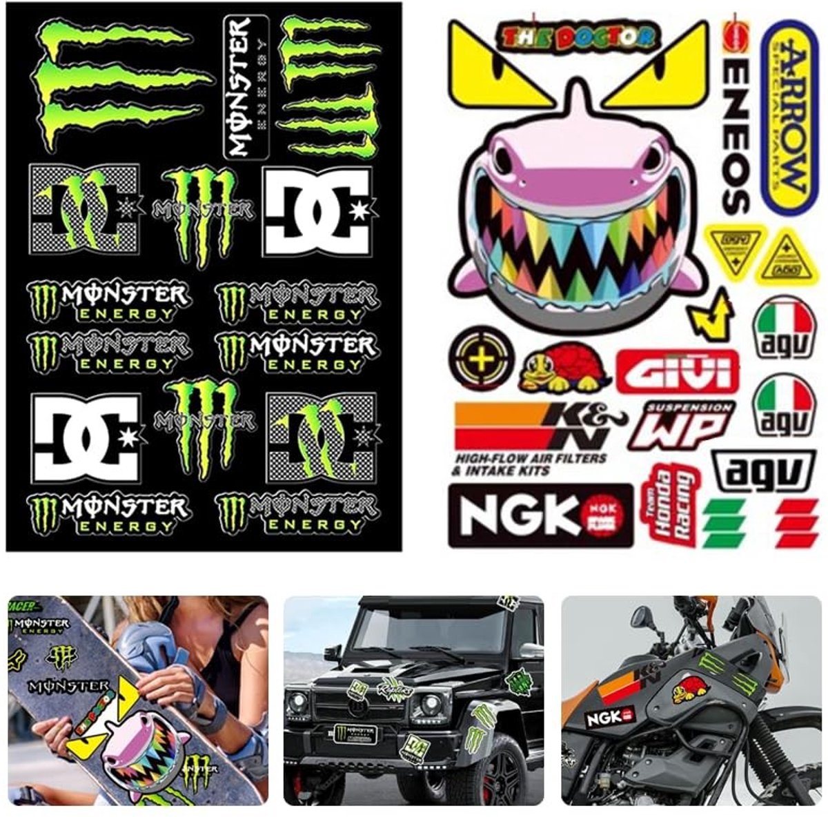 Solidchoice - Set van 3 Decoratieve Stickers voor Motorfietsen en Fietsen