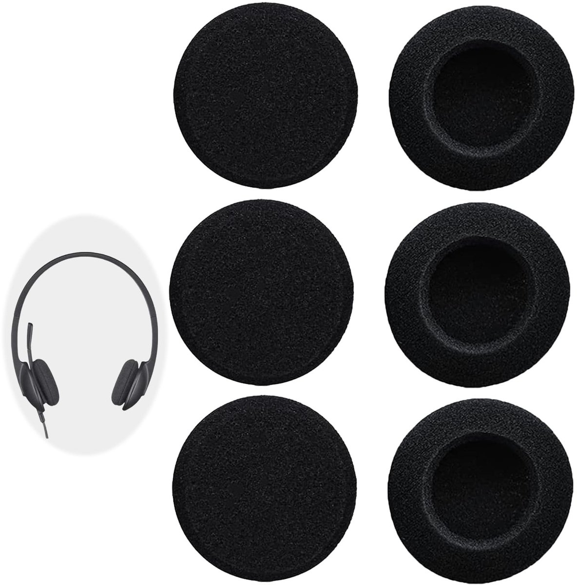 Solidchoice - Set van 6 Zwarte Oorkussens voor Hoofdtelefoons