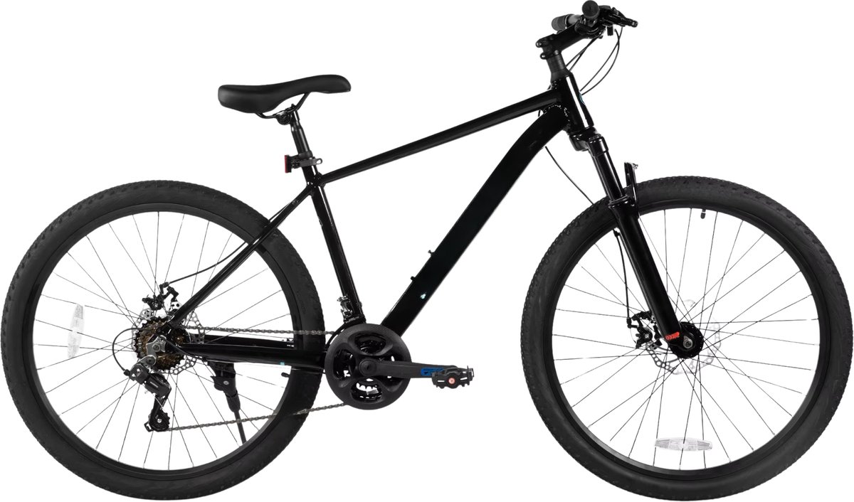 Mountainbike – Voor heren en dames – 21 versnellingen / mechanische schijfremmen / voorverende vork – Zwart / 69 cm