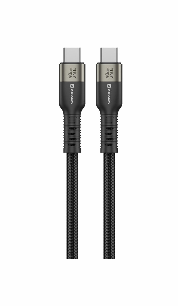 Swissten - USB4 Kabel - USB-C - 240W - 8K 60Hz - Thunderbolt 3 en 4 - 1.5M - Zwart